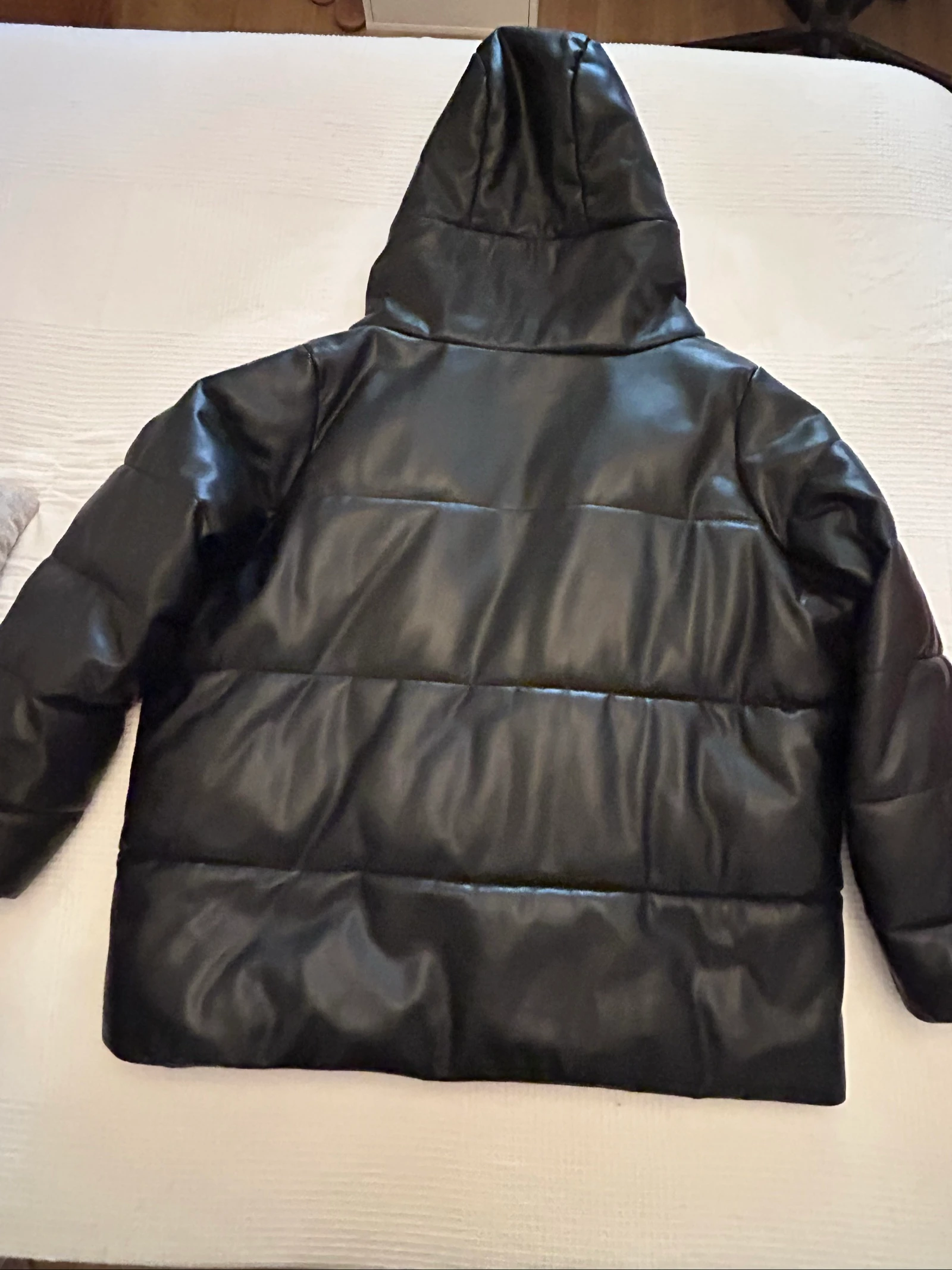 Veste matelassée noire effet cuir avec capuche taille 46/48 – photo 6